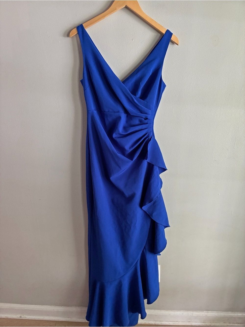 Vince Camuto Cobalt Blue Ruffle Maxi Dress Size 2 Cocktail Wedding Guest